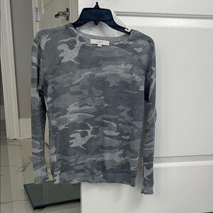 LOFT Gray Camouflage Crewneck Sweater